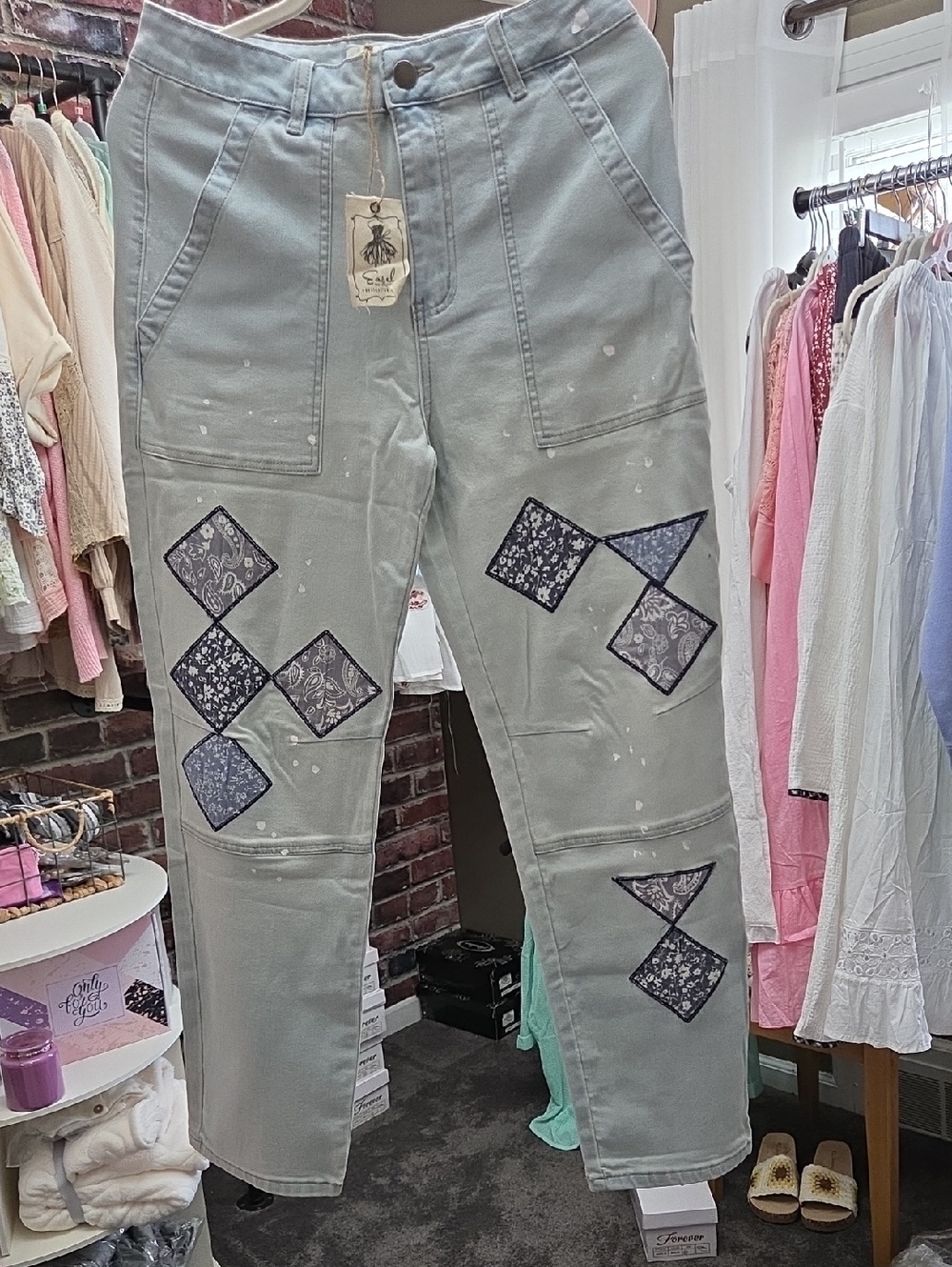 Light Blue Patchwork Pants
